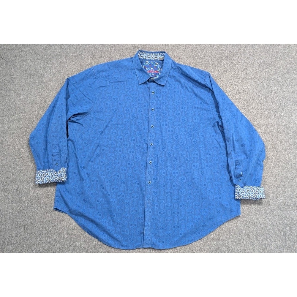 Robert Graham Shirt Men's 2XL Blue Flip Cuff Retro Paisley Print Maximalist Flaw